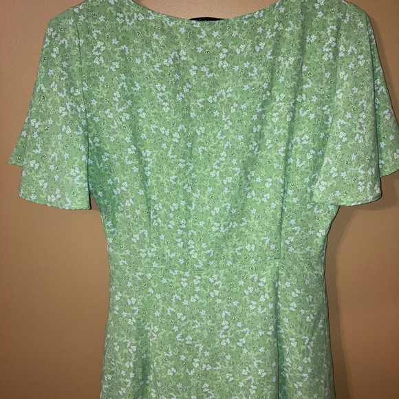 Zara Lime Green Mini Tie Front Dress - Picture 7 of 7